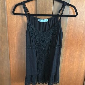Black Lace Trim Women's Top